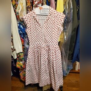 Bernie Dexter White Dress with Red Heart Motif